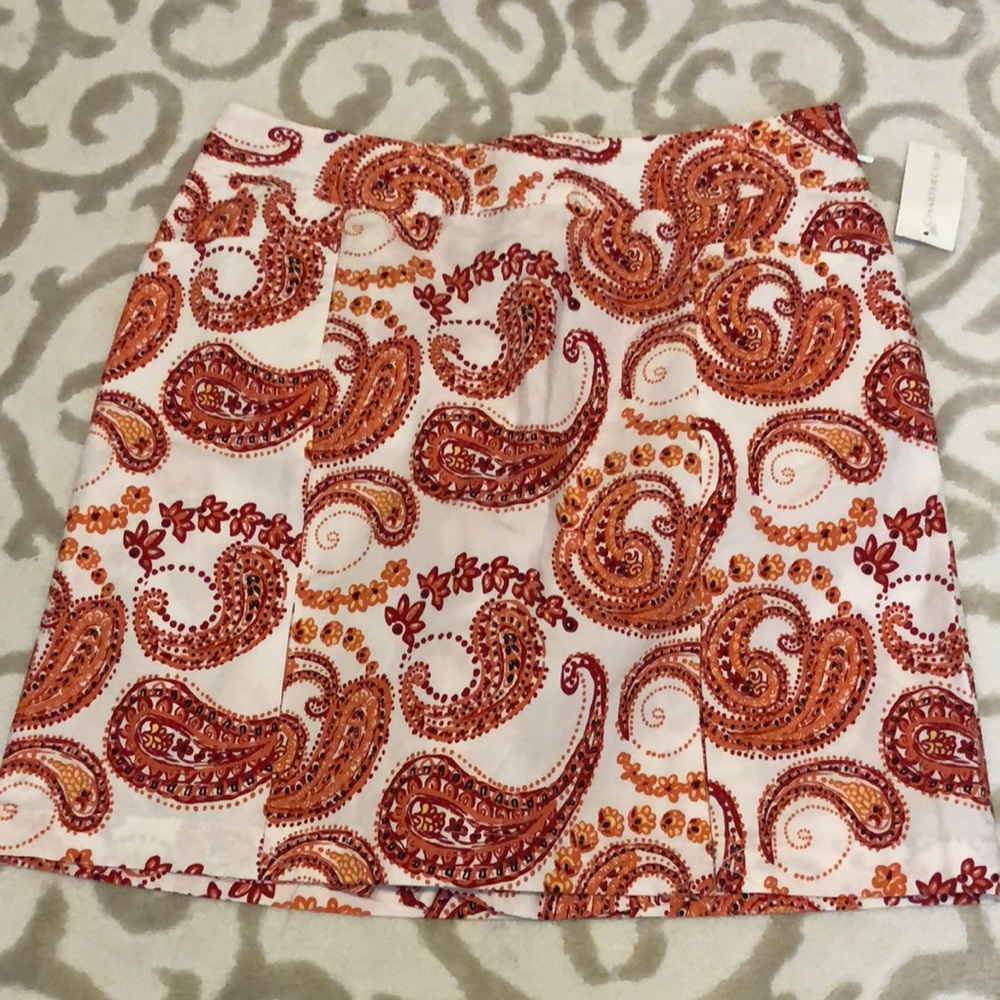 Charter Club White Skort with Orange and Red Paisley Print